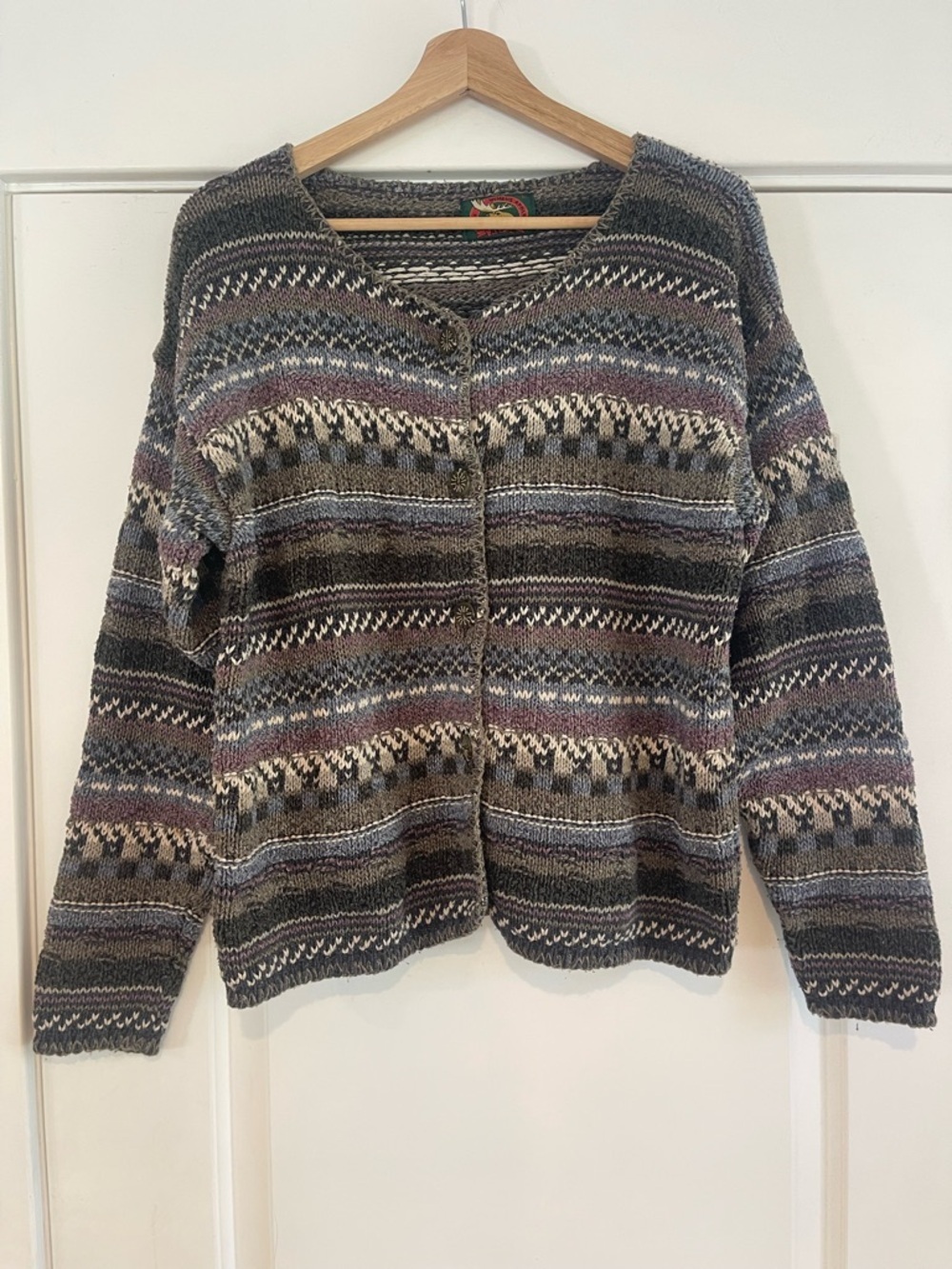 Vintage The Alps Cotton Knit Cardigan Sweater - S